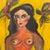 Verdigris c.l. Bono Painted Wood Reversible Screen by Two Different Artists For Sale - Image 8 of 11