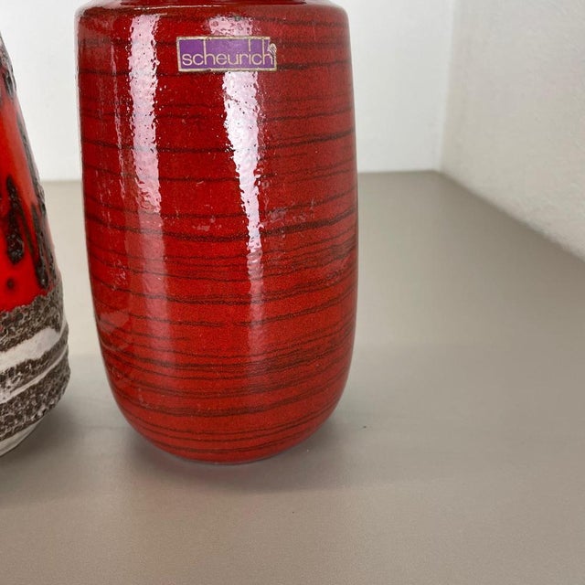 Vintage Pottery Fat Lava Vases attributed to Scheurich, Germany, 1970s, Set of 4 For Sale - Image 17 of 18