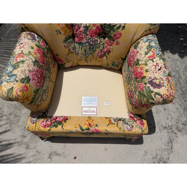 Vintage Sherrill Floral Upholstered Swivel Lounge Chair For Sale - Image 11 of 12