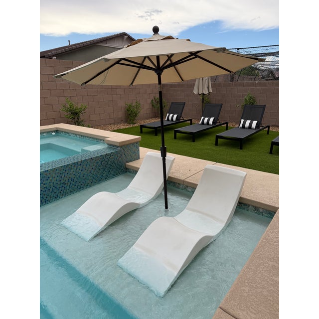 Contemporary In-Pool Chaise Lounge Chairs, Set of 2, White For Sale - Image 3 of 3