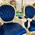 Wood French Style Tufted Blue Velvet Armchair With Gold Details - Set of 2 For Sale - Image 7 of 10