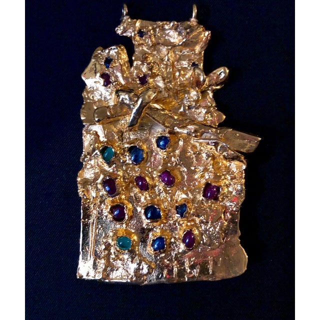 Igael Tumarkin, Gold Gilt Bronze Sculpture Pendant Israeli Tumarkin Abstract Modernist Jewelry, c.1960s-1970s For Sale In Miami - Image 6 of 11