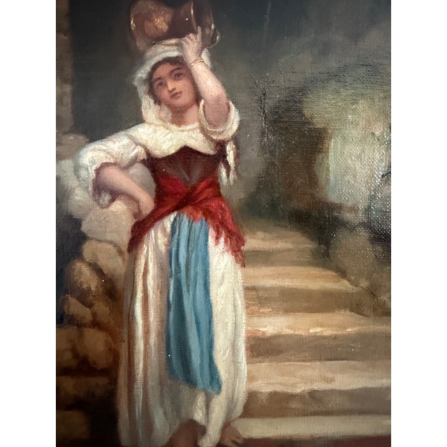Antique Italian Oil Painting Peasant Woman Portrait 19th C. Signed Genre Art For Sale In Jacksonville, FL - Image 6 of 12