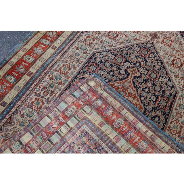 Red Antique Senneh Rug 4'4'' x 5'6'' For Sale - Image 8 of 8