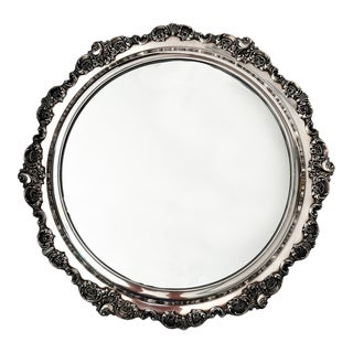 1950s Sterling Silver Plate Baroque by Wallace Platform Mirror For Sale