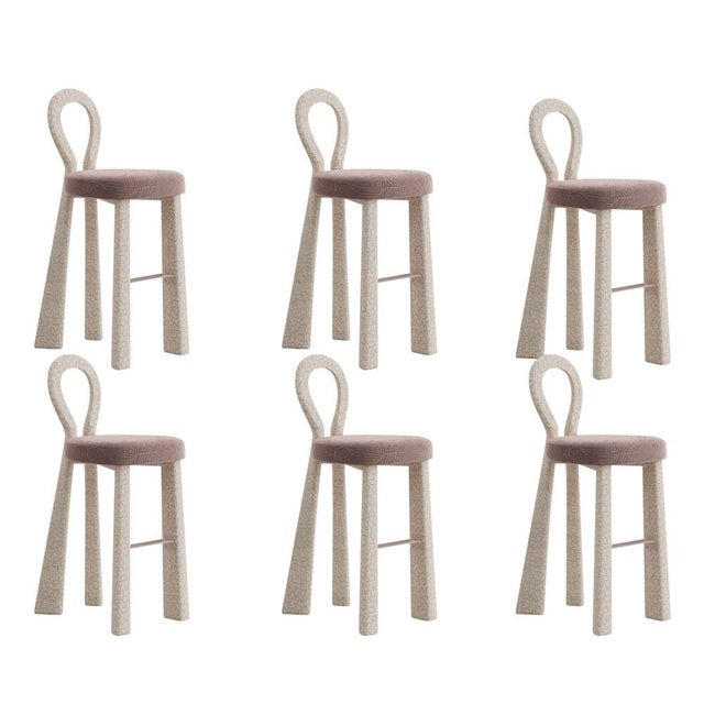 Textile Mary III Bar Chairs by Ottiu, Set of 6 For Sale - Image 7 of 7