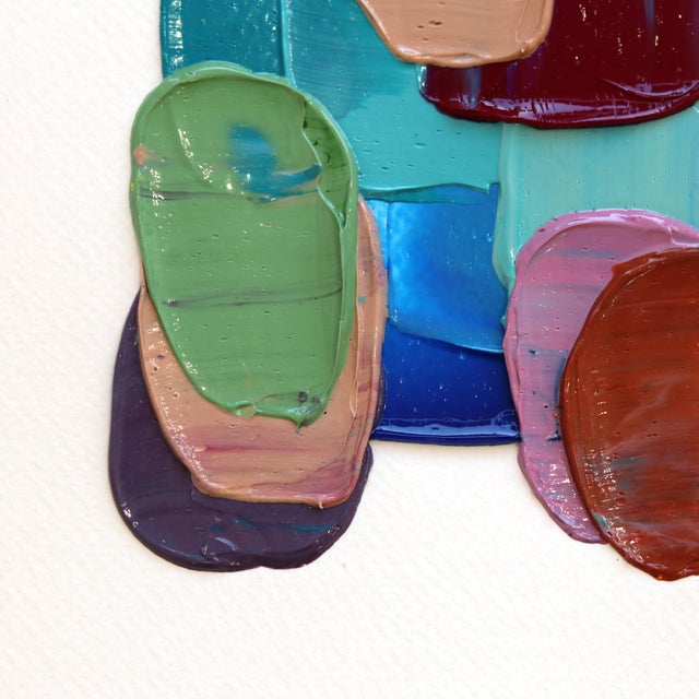 2020s 3.8 #1 - Original Impasto Colorful Textured Paint Abstract Art on Paper by Shiri Phillips For Sale - Image 5 of 5