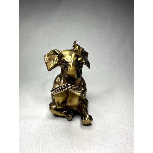 Vintage quot Literary quot Elephant Decor Object Solid Brass Chairish