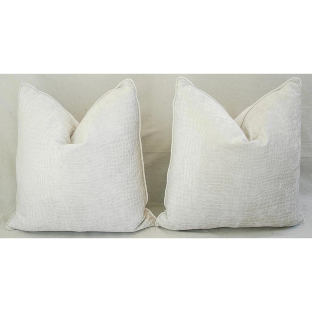 Pair of large custom-tailored pillows in an ultra-soft cotton blended contemporary/never used subtle shimmering textured...