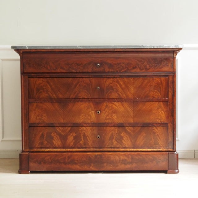 Louis-Philippe Secretaire in Mahogany with Marble Top For Sale - Image 12 of 18