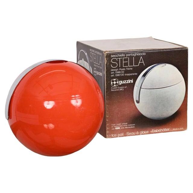 Wonderful new (never used) ice bucket in the shape of an orange plastic ball from the middle of the last century. This...