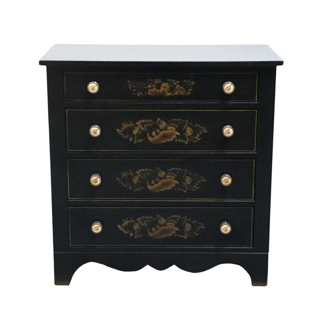 American Genuine Hitchcock Black Hand-Painted 32" Four Drawer Chest 801 For Sale - Image 3 of 13