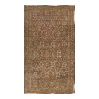Floral-Designed Antique Persian Malayer Wool Rug in Gray and Rust (Circa 1890s) For Sale