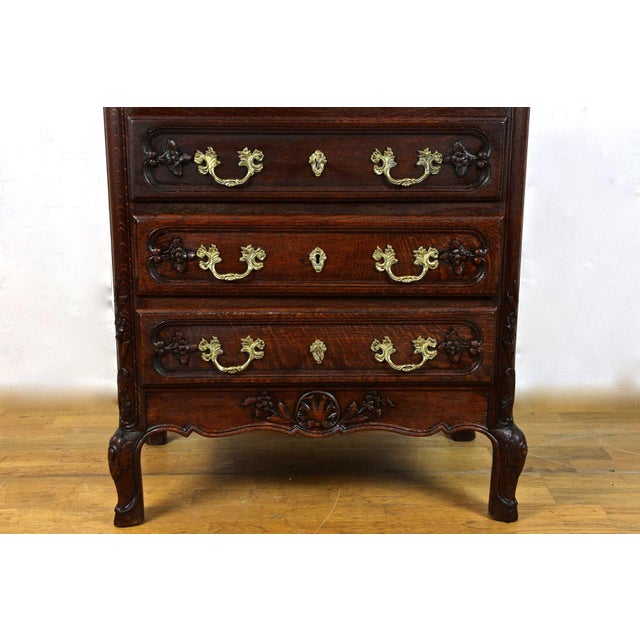 Antique Austrian Secretary Cabinet in Oak, 1870 For Sale - Image 9 of 18