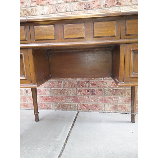 Brown Vintage 1960s Drexel Esperanto Poudre Pecan Wood Vanity With Lift-Up Mirror For Sale - Image 8 of 12