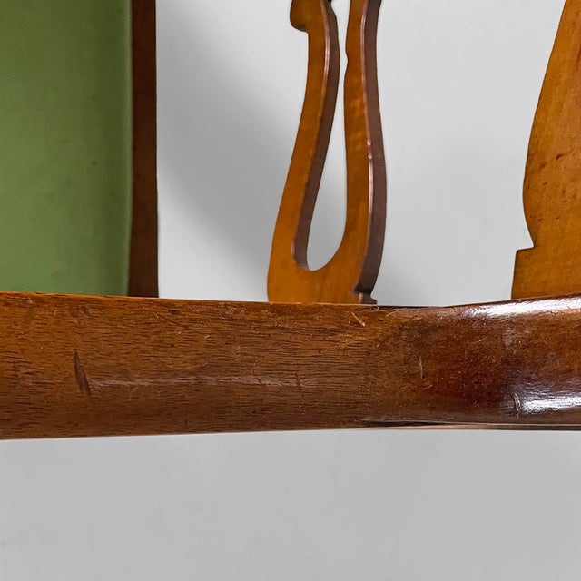 19th Century Italian Armchairs in Green Fabric and Wood, 1930s, Set of 2 For Sale - Image 11 of 18