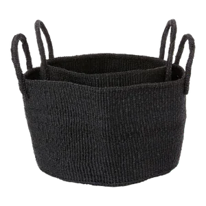Black Sisal Kamba Floor Basket - Medium