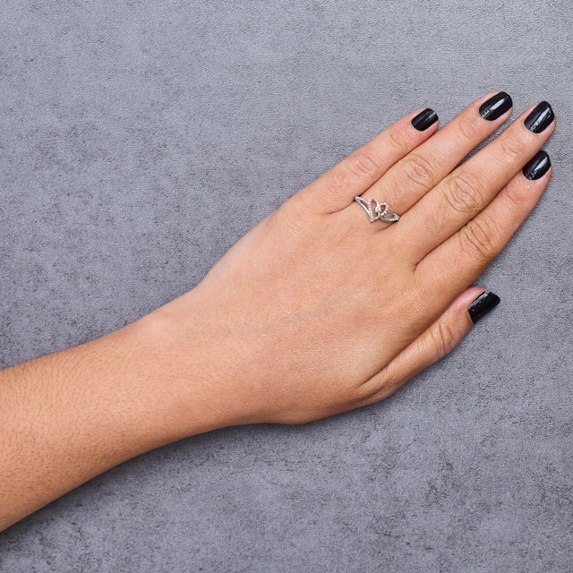 Early 21st Century 10K Rose Gold over .925 Sterling Silver ⅕ Cttw Diamond Split Shank Open Heart Cocktail Ring (I-J Color, I2-I3 Clarity) - Size 6 For Sale - Image 5 of 6