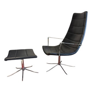 Set of Danish Modernist Lounge Chair and Ottoman, 1970s For Sale