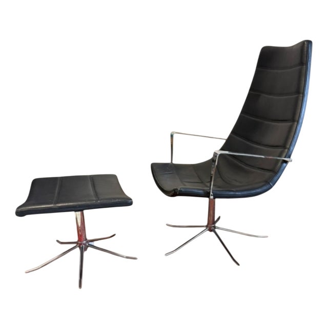 Set of Danish Modernist Lounge Chair and Ottoman, 1970s For Sale