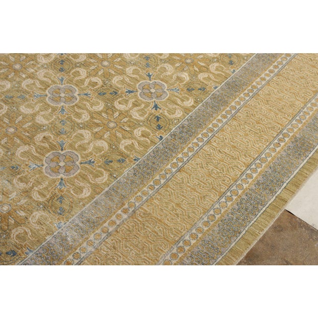 Textile Rug & Kilim’s Transitional Style Rug in Blue, Beige-Brown Floral Pattern For Sale - Image 7 of 8