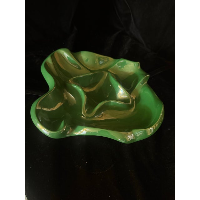 1970s Art Deco Malachite Green Ceramic Bowl For Sale - Image 4 of 9