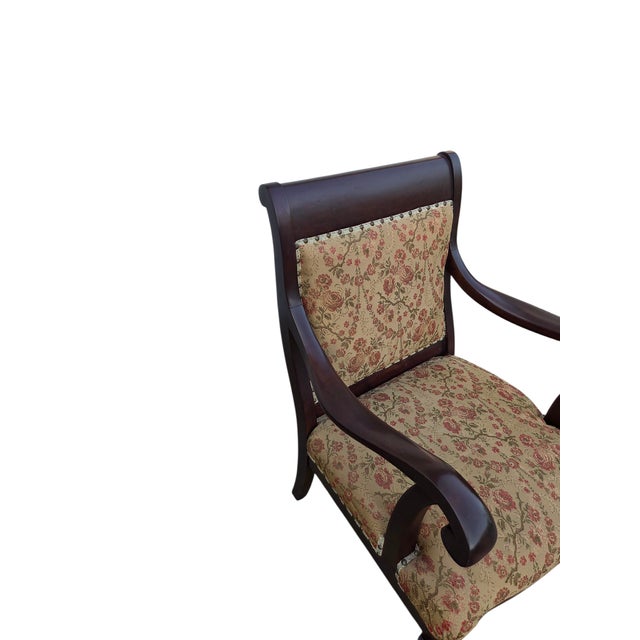 Antique French Carved Empire Lounge Chair Armchair Mahogany Parlor For Sale - Image 11 of 17