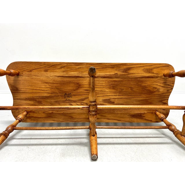 Brown Amish Made Rockford Style Oak Windsor Bench For Sale - Image 8 of 10