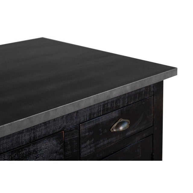 2020s Crafters and Weavers Barlow Display Kitchen Island - Distressed Black For Sale - Image 5 of 8