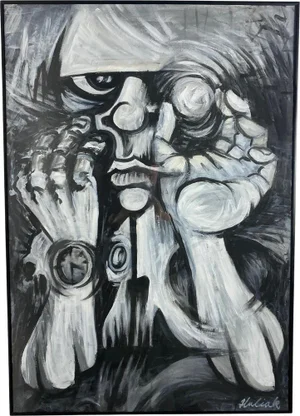 Juraj Huliak, Man in the Theatre, 2023, Acrylic on Cardboard