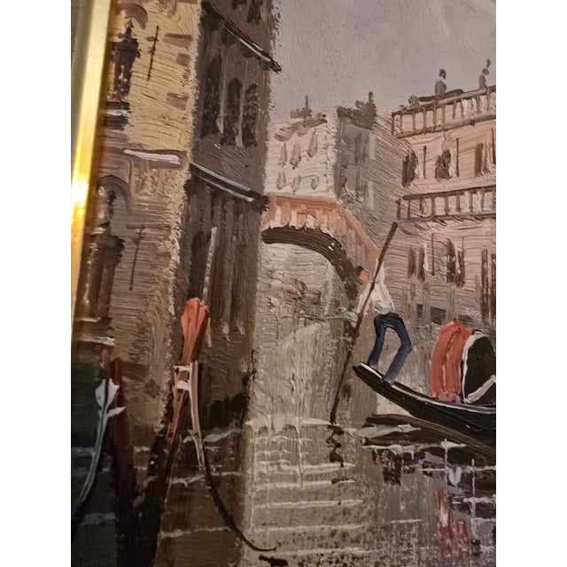 Vintage Mid Century Modern Impressionist Signed Venice Painting For Sale - Image 9 of 12