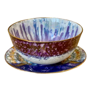 Vintage Set of Rob Turner Hand Painted Bone China Bowl and Platter- 2 Pieces