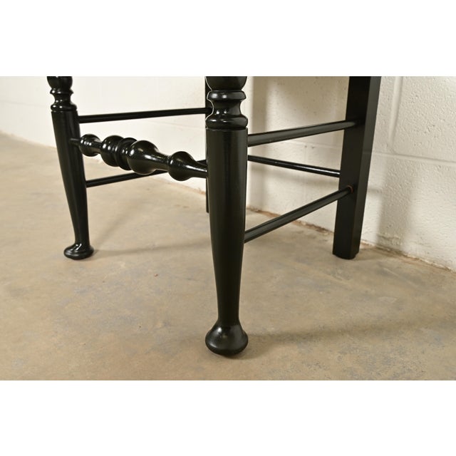 Dark Green Eldred Wheeler Early American Green Lacquered Rush Seat Dining Chairs, Set of Six For Sale - Image 8 of 11