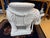 Wood Vintage White Wicker Elephant Side Table, Trunk Up For Sale - Image 7 of 9