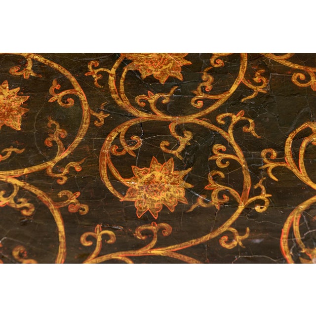 Black Vintage Chinoiserie Rectangular Lacquered Coffee Table For Sale - Image 8 of 11