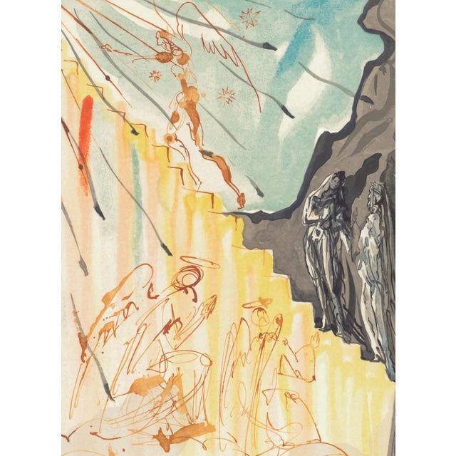Abstract 1963 Dalí Divine Comedy Engraving Paradis Chant 21 "L'Escalier Céleste" (The Celestial Staircase) For Sale - Image 3 of 8