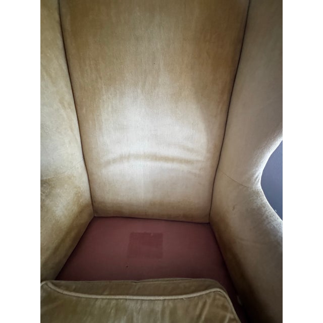 Vintage Drexel Mustard Gold Velvet Wingback Chair For Sale In Portland, OR - Image 6 of 12