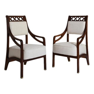 High Back Crosspieces Chairs, 1960s, Set of 2 For Sale
