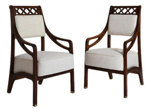 High Back Crosspieces Chairs, 1960s, Set of 2