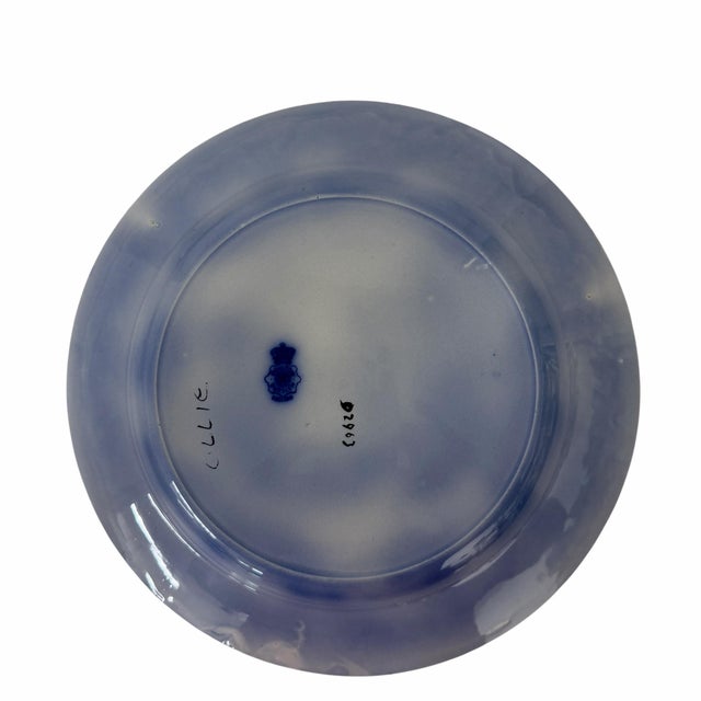 Vintage flow blue plate marked Doulton Burslem England. Blue is fully saturated in color. No cracks, chips or crazing