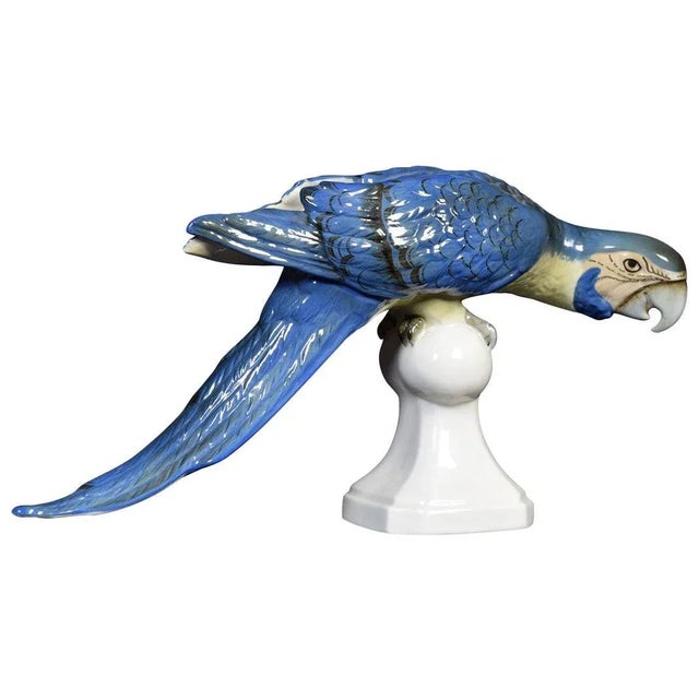 1950s Mid Century Tropical Ceramic Blue Macaw by Royal Dux For Sale - Image 5 of 5