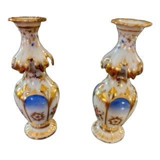 19th Century Delicate Soliflore in Porcelain of Paris, Set of 2 For Sale