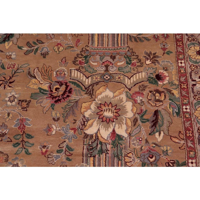 Shabby Chic Shabby Chic Floral 1990's Pak-Persian Tan/Tan Wool Rug - 9'1'' X 11'11'' For Sale - Image 3 of 9
