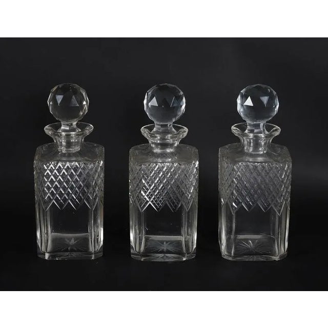 Antique Inlaid Walnut and Crystal Decanters, 1870, Set of 3 For Sale - Image 12 of 18
