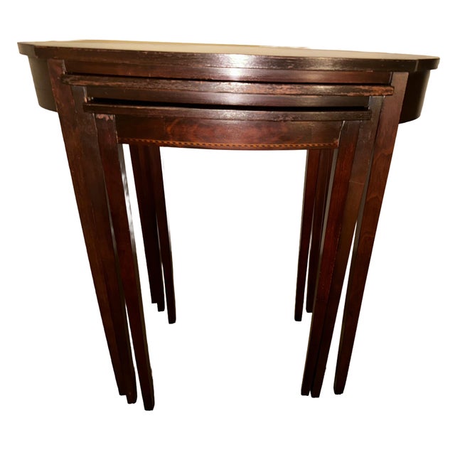 Early 20th Century Mahogany Nest of Three Tables by Mersman Furniture For Sale In Philadelphia - Image 6 of 10