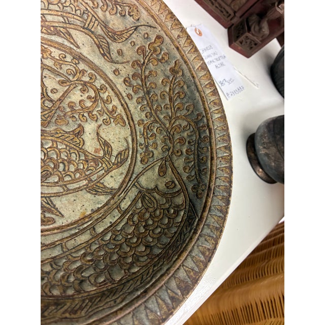 Brown 15th Century Thai Incised Brown and Cream Glaze Bowl, Fish Eating Water Lilies For Sale - Image 8 of 8