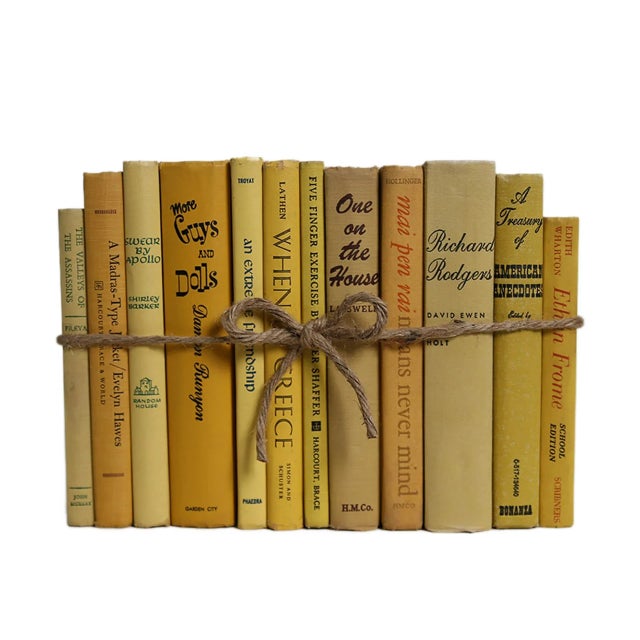Transitional Decorative Books - Vintage Saffron Book Bundle - 1 Foot of Yellow Books For Sale - Image 3 of 3