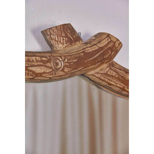 Mid-Century Modern Vintage Wall Mirror in Brutalist Log Finish, 1970s For Sale - Image 3 of 12