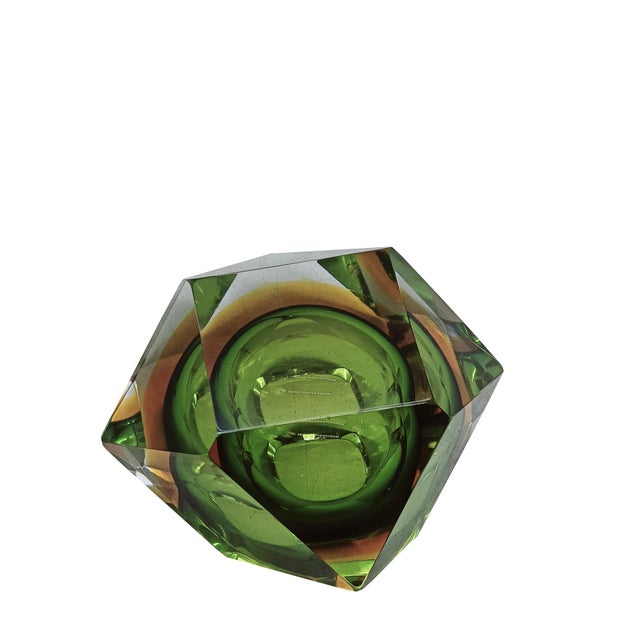 1960s Faceted Murano Glass Diamond Bowl attributed to Flavio Poli for Seguso, Italy, 1960s For Sale - Image 5 of 9