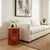 Wood Distressed Red Lotus Tibetan Style Jewel Tower Graphic Round Drum Table For Sale - Image 7 of 8